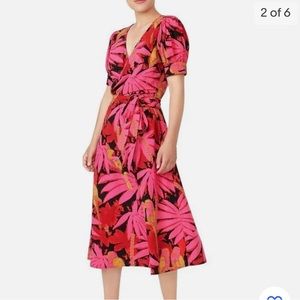 J. Crew Faux Wrap Palm Print Midi Dress - NWT